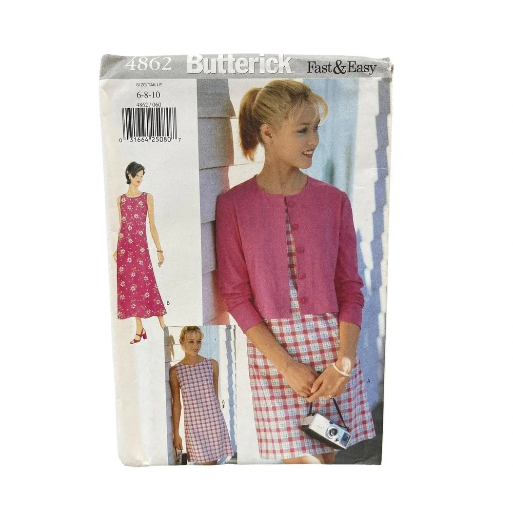 Butterick 4862 Dress Jacket Fast & Easy Misses' 6-8-10 Pattern 90s‎